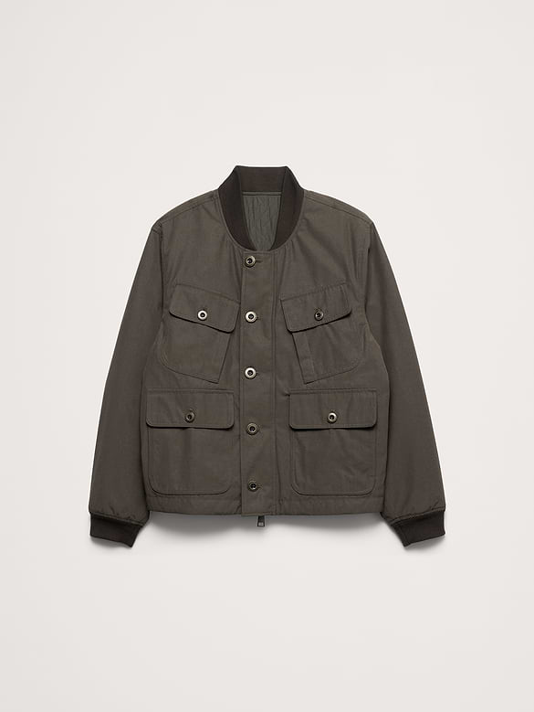 Herringbone Reversible Quilted Bomber Jacket