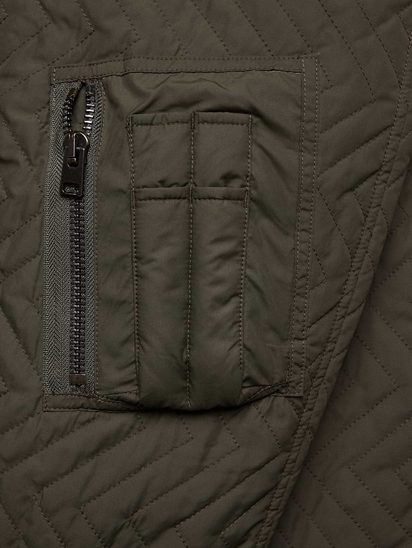 Herringbone Reversible Quilted Bomber Jacket