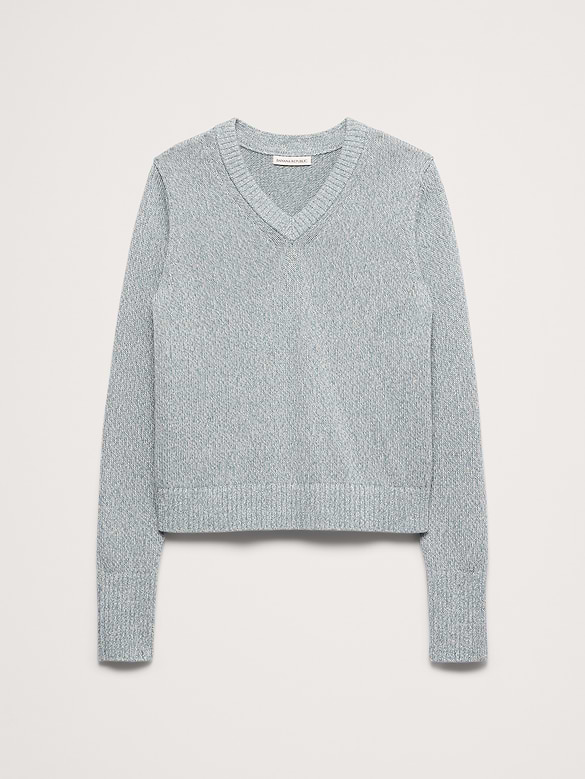 Larkspur Cotton-Silk V-Neck Sweater