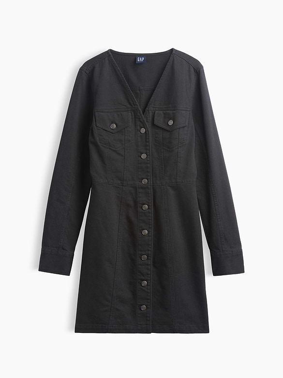V-Neck Button-Front Mini Dress