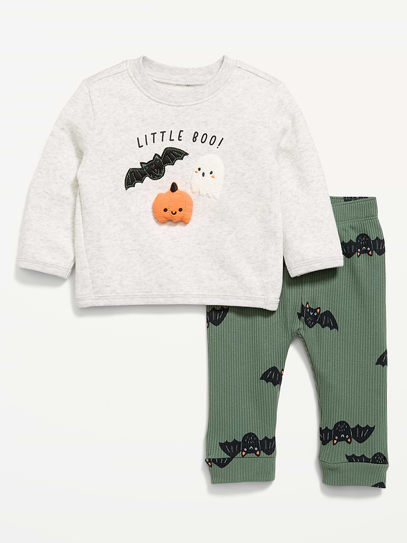 Long-Sleeve Graphic Sweatshirt and Pants Set for Baby