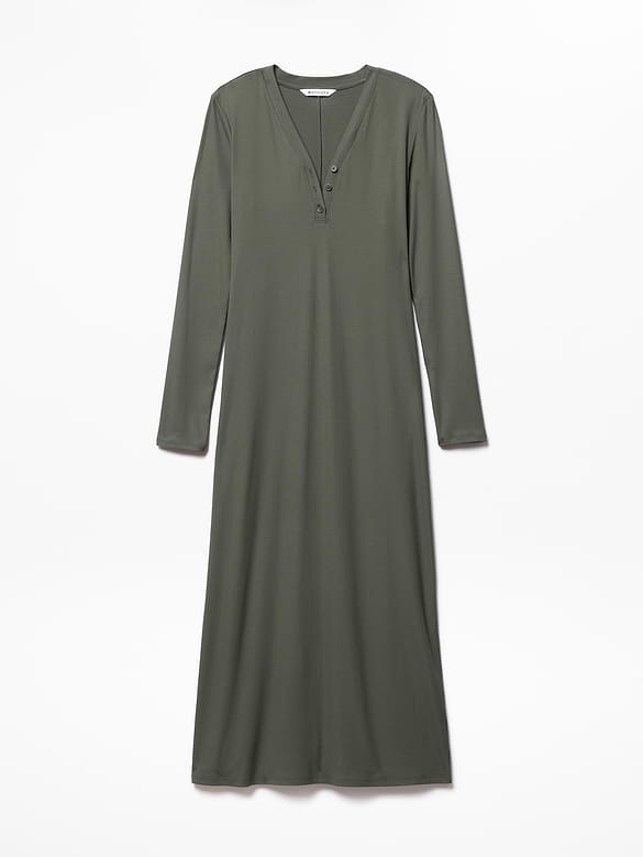 Signature Rib Long Sleeve Maxi Dress