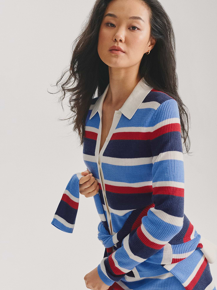 Image number 7 showing, Gap × Malbon Stripe Polo Cardigan