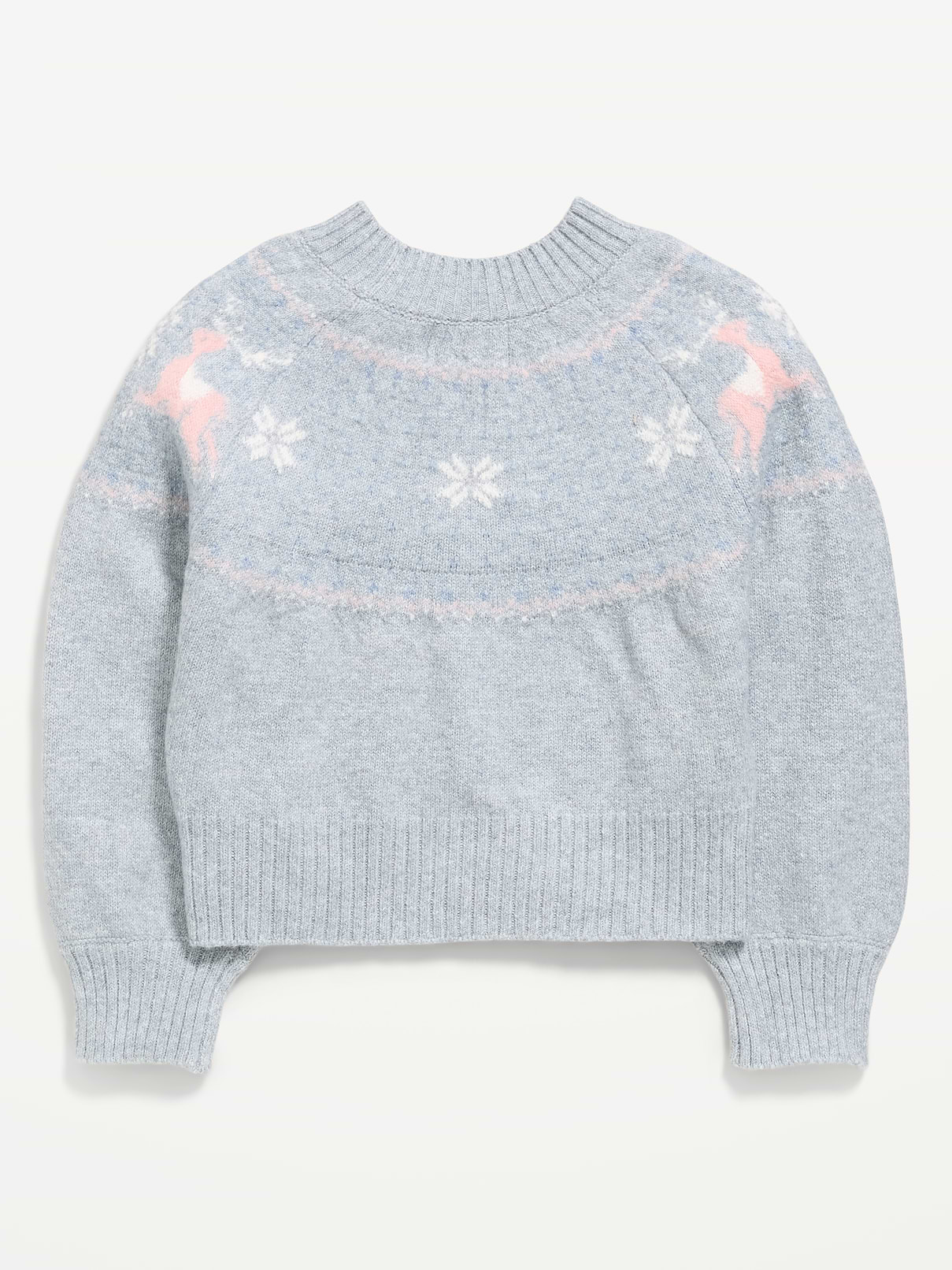 Image 3 of 3, SoSoft Long-Sleeve Fair Isle Sweater for Girls
