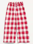 Image 4 of 4, Pull-On Wide-Leg Flannel Plaid Pants for Girls