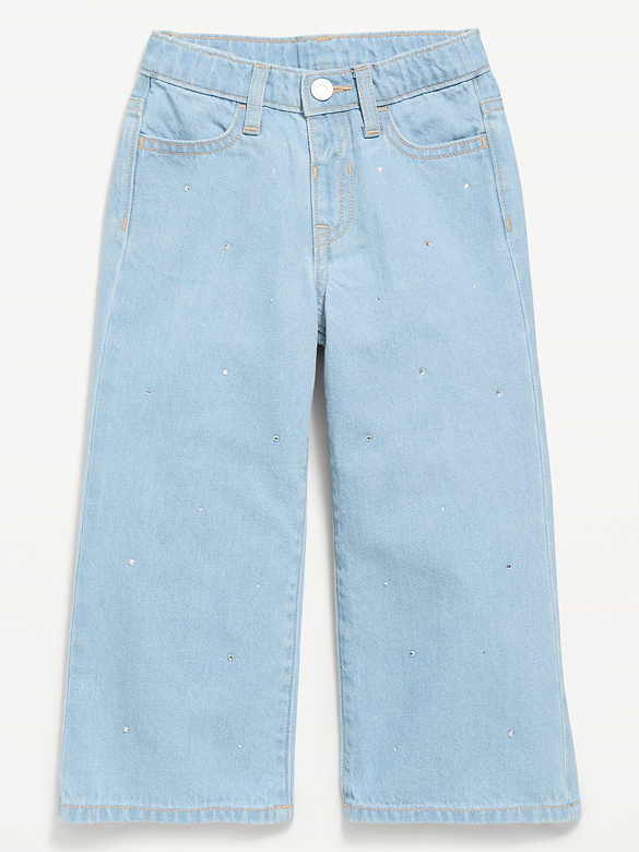Super Baggy Rhinestone Wide-Leg Jeans for Toddler Girls