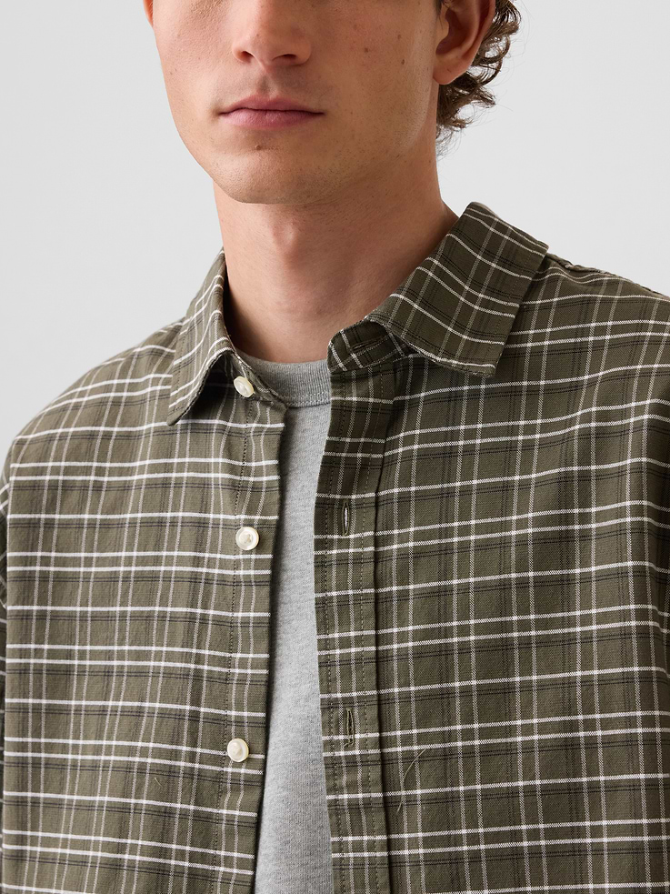 Image number 4 showing, Relaxed Crop Straight-Hem Oxford Shirt