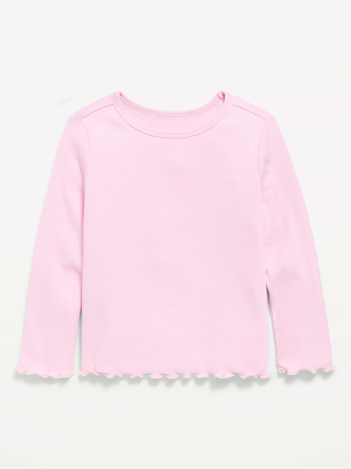 Image 2 of 3, Fitted Long-Sleeve Ribbed T-Shirt for Toddler Girls