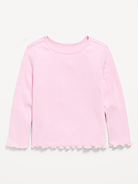 Image 2 of 3, Fitted Long-Sleeve Ribbed T-Shirt for Toddler Girls