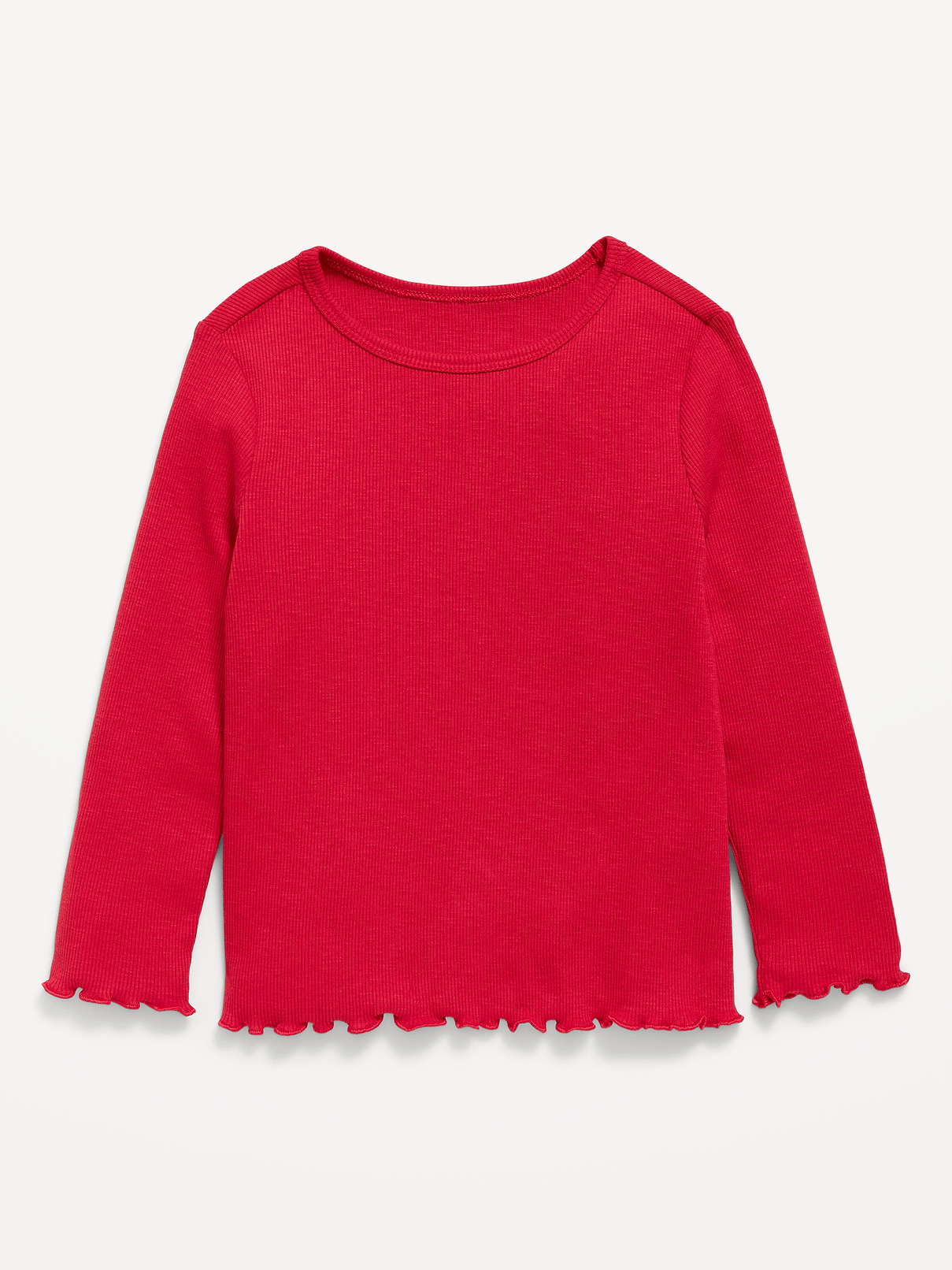 Image 1 of 1, crew neck, long sleeves, lettuce edge cuffs and hem, all-over print, Product #1184938