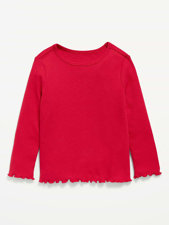 Fitted Long-Sleeve Ribbed T-Shirt for Toddler Girls