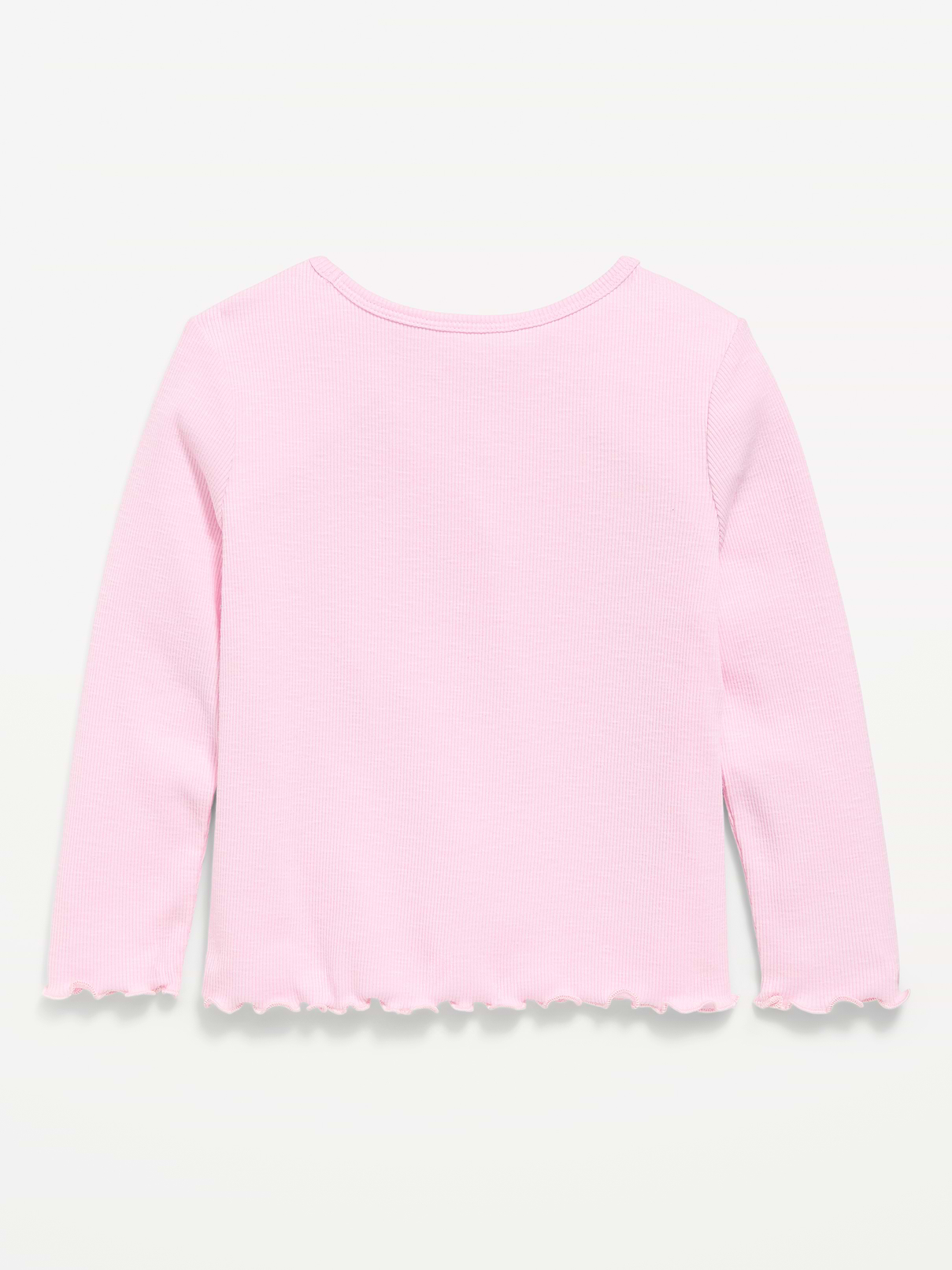 Image 3 of 3, Fitted Long-Sleeve Ribbed T-Shirt for Toddler Girls