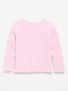Image 3 of 3, Fitted Long-Sleeve Ribbed T-Shirt for Toddler Girls