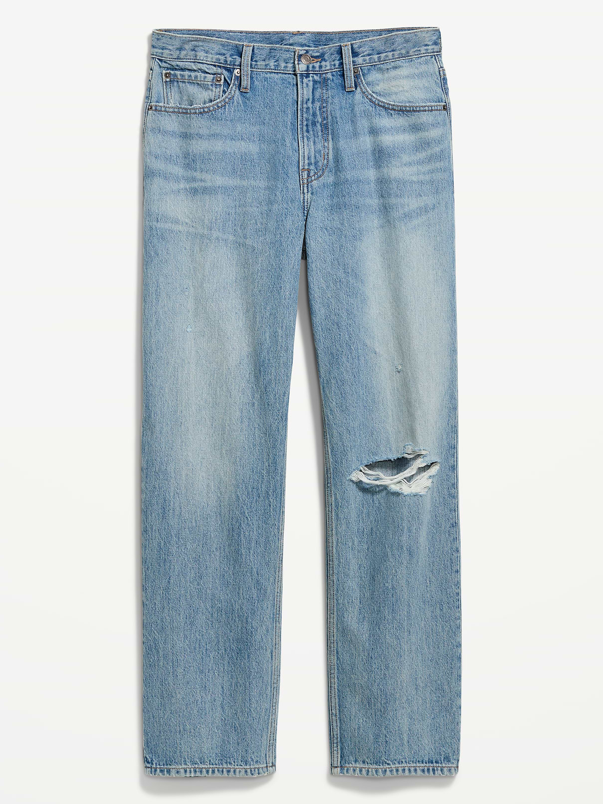 Image 1 of 3, Ultra relaxed through the hip, thigh, and leg., button front, zip fly, whiskering and fading, front scoop pockets, back patch pockets, Product #903814