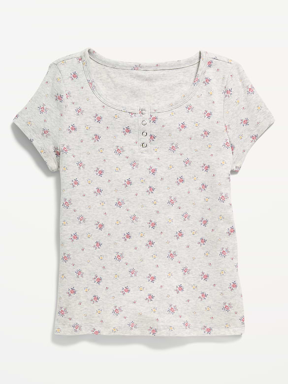 Short-Sleeve Henley Top for Girls