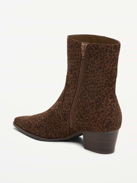 Faux-Suede Low-Heel Booties for Women