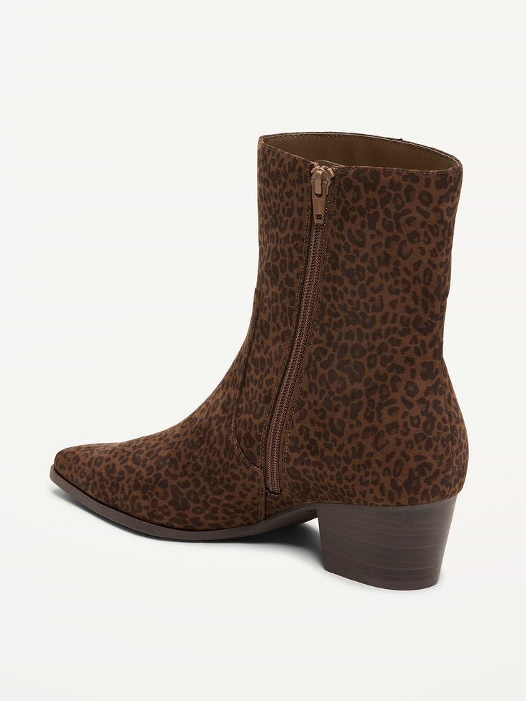 Image number 4 showing, Faux-Suede Low-Heel Booties for Women