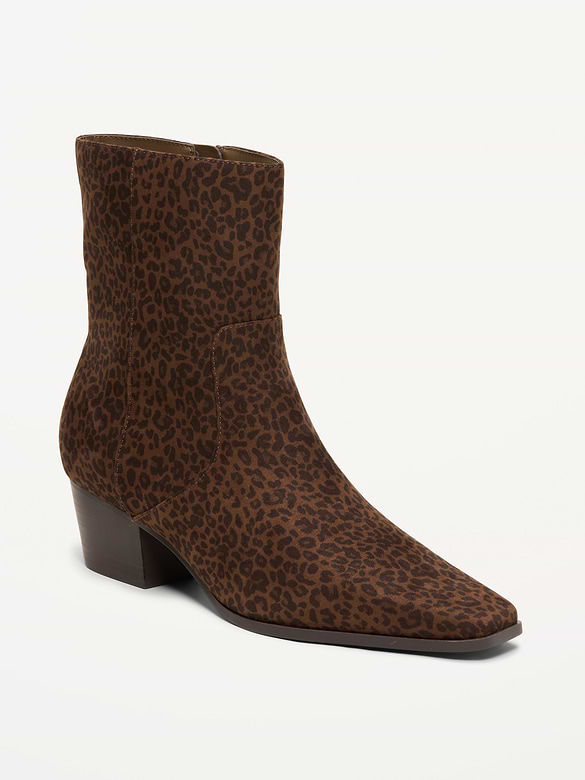 Faux-Suede Low-Heel Booties for Women