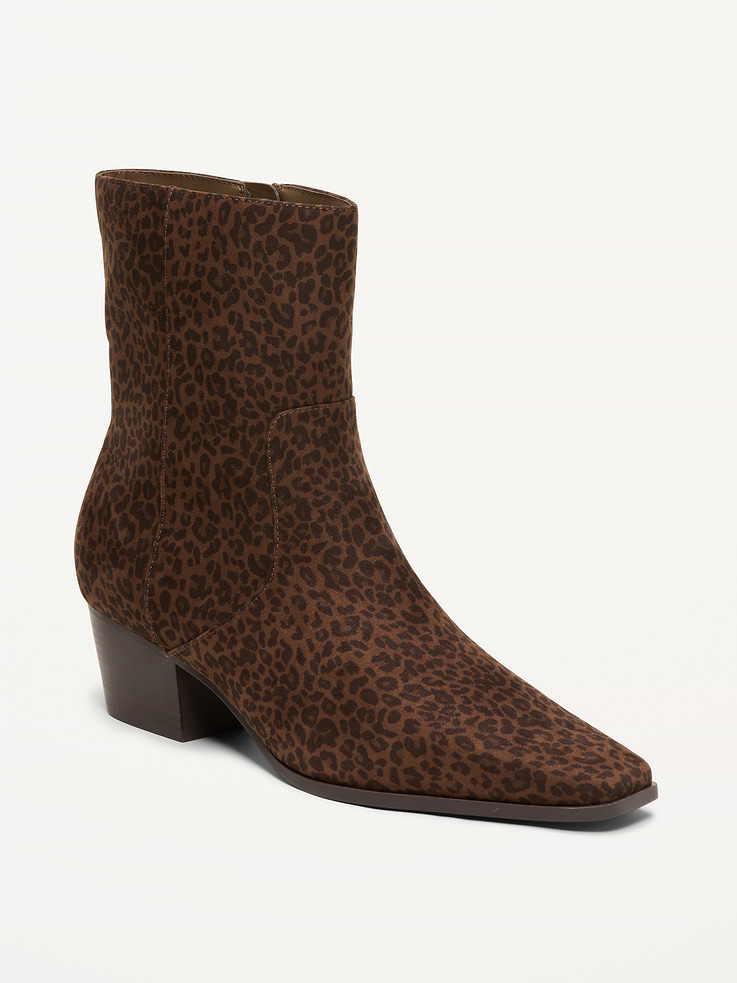 Image number 1 showing, Faux-Suede Low-Heel Booties for Women