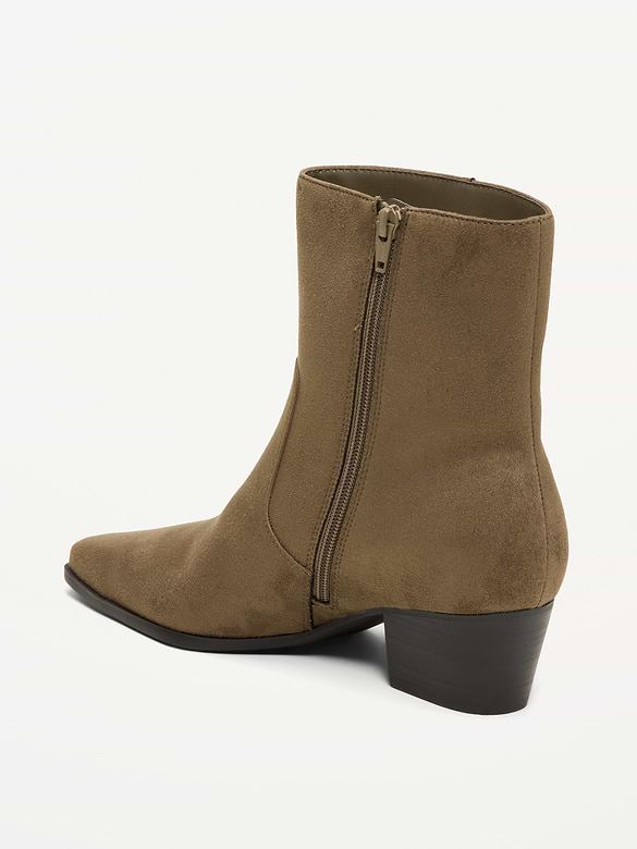 Faux-Suede Low-Heel Booties for Women