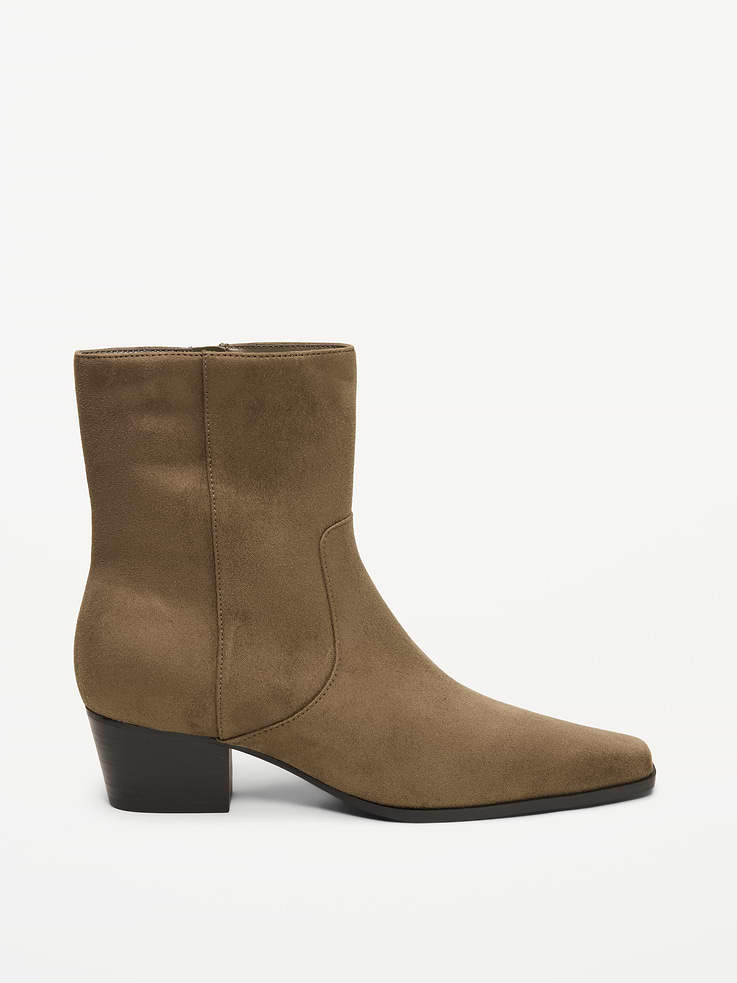 Image number 3 showing, Faux-Suede Low-Heel Booties for Women