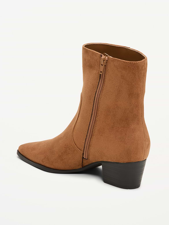 Faux-Suede Low-Heel Booties for Women