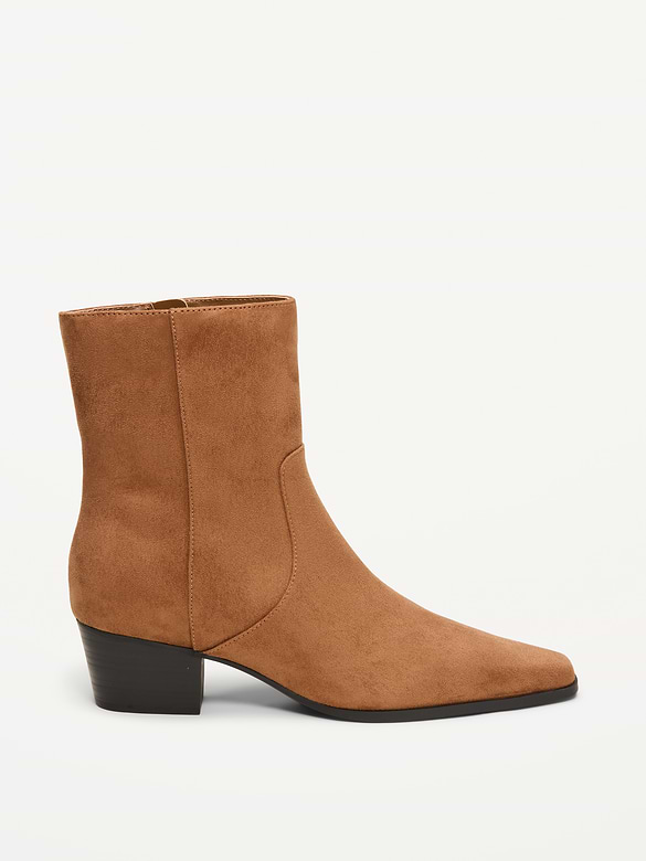 Faux-Suede Low-Heel Booties for Women