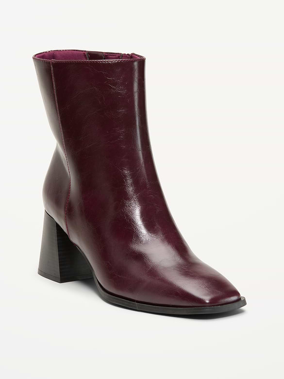 Square-Toe Block-Heel Boots for Women