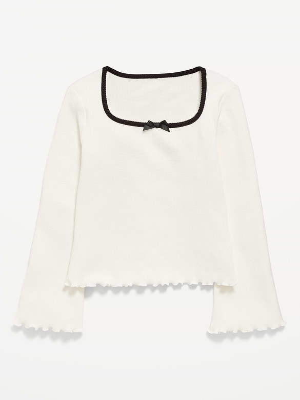CozePlush Waffle Knit Square-Neck Top for Girls