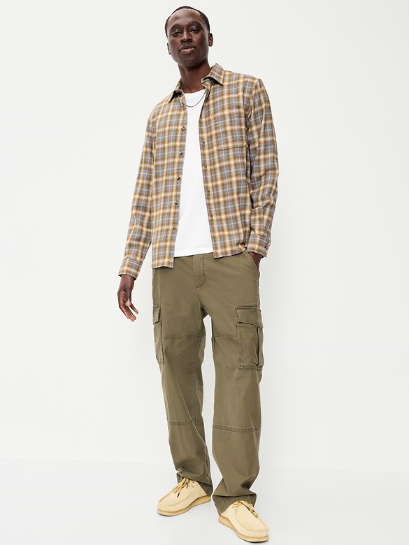 Relaxed Long-Sleeve Plaid Flannel Pocket Shirt