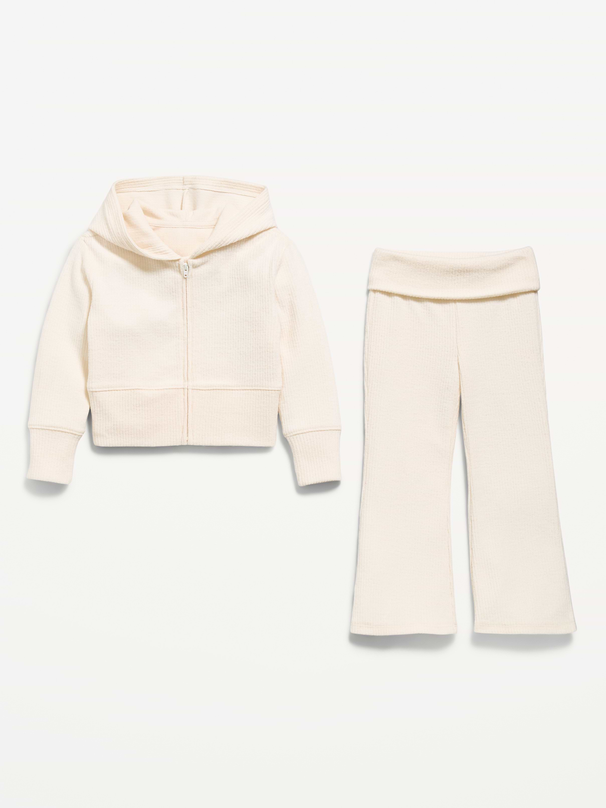 Image 2 of 2, Cozy Ribbed Hoodie and Flared Pants Set for Toddler Girls