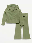 Image 1 of 2, built-in hood, long sleeves, full zip, matching bottoms, elasticized waistband, flare leg, Product #908835
