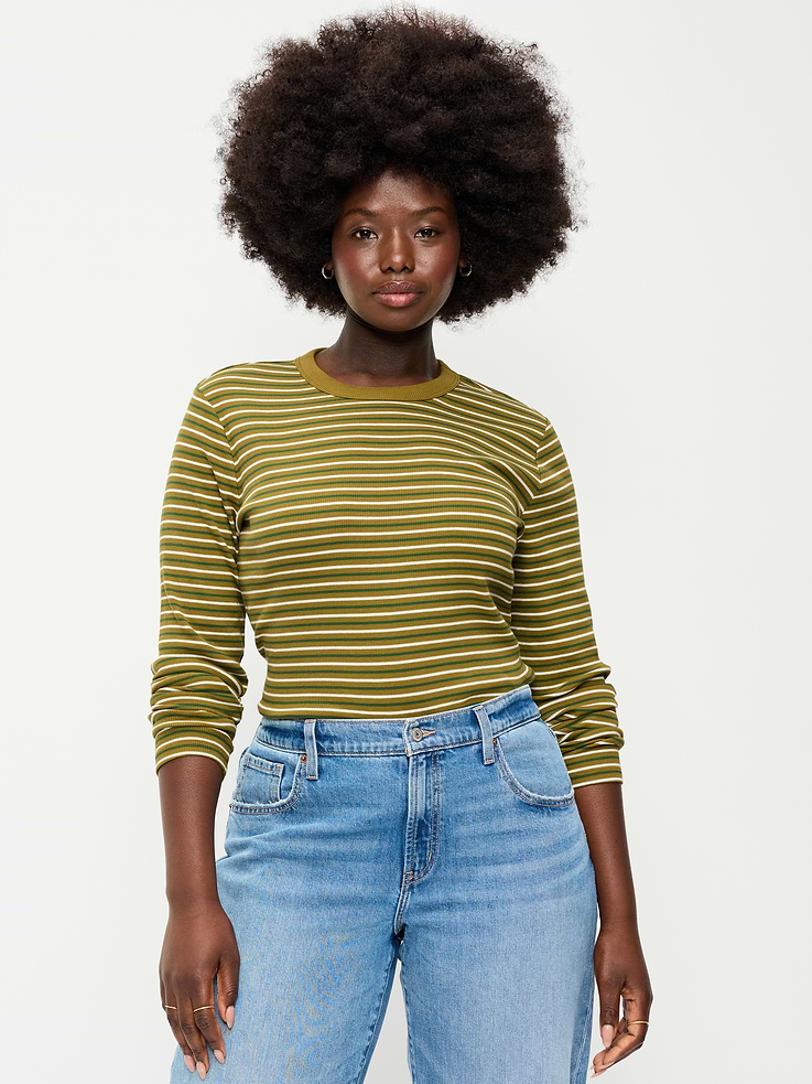 L'image numéro 5 présente T-shirt ras du cou moulant à manches longues