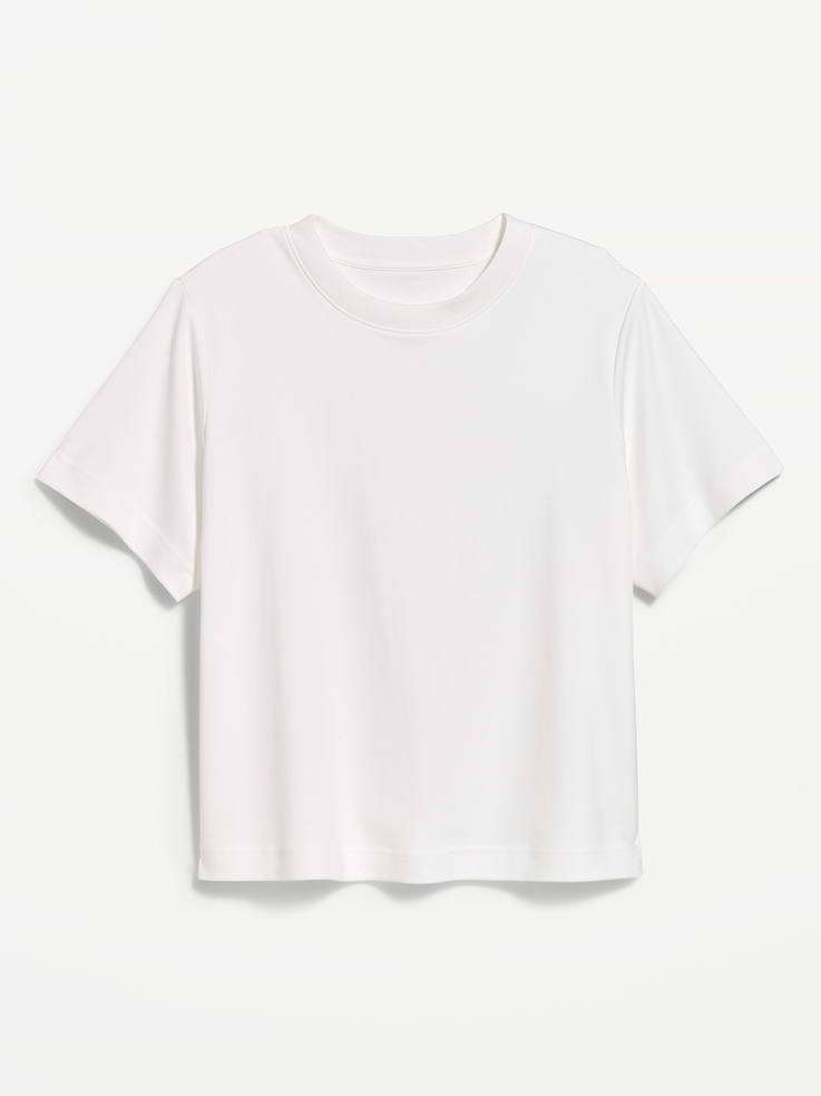 L'image numéro 1 présente T-shirt ras du cou court en tissu épais