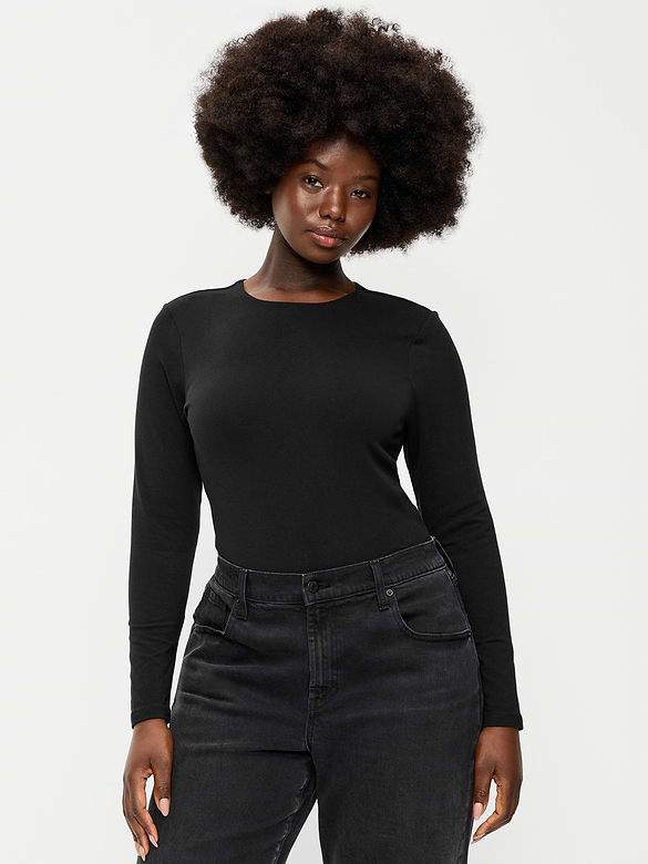 Hug Double-Layer Crew-Neck Long-Sleeve Top