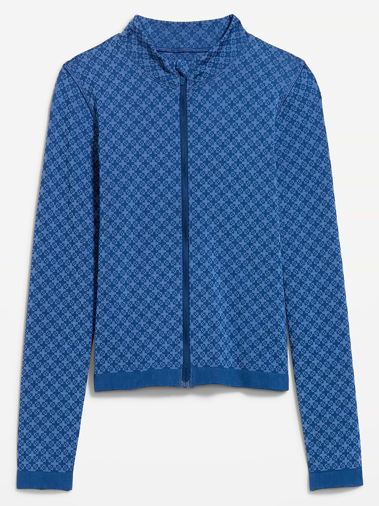 Image 4 of 9, Seamless Jacquard Full-Zip Jacket