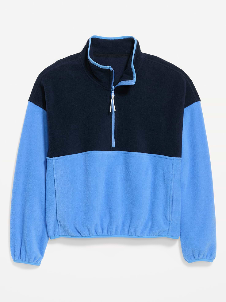 Image number 9 showing, Oversized Half-Zip Cropped Fleece Sweatshirt