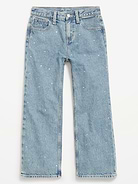 Image 4 of 5, High-Waisted Baggy Rhinestone Wide-Leg Jeans for Girls