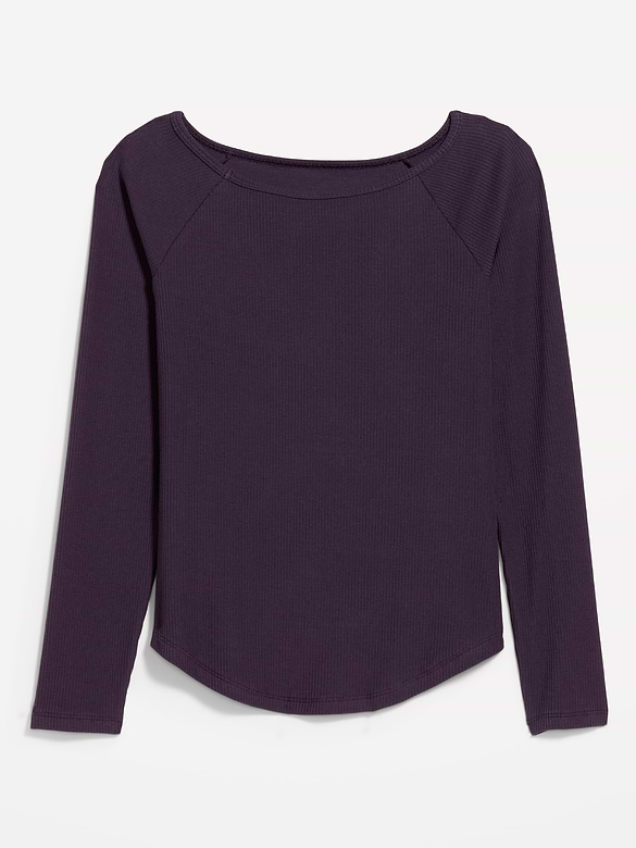 CloudLite Ribbed Long-Sleeve Boatneck Top