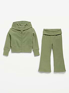 Image 2 of 2, Cozy Ribbed Hoodie and Flared Pants Set for Toddler Girls
