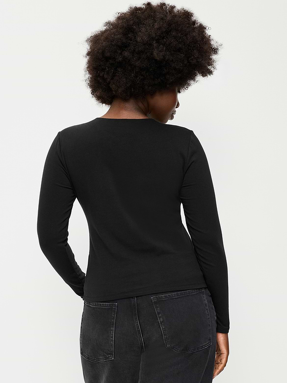 Hug Double-Layer Crew-Neck Long-Sleeve Top
