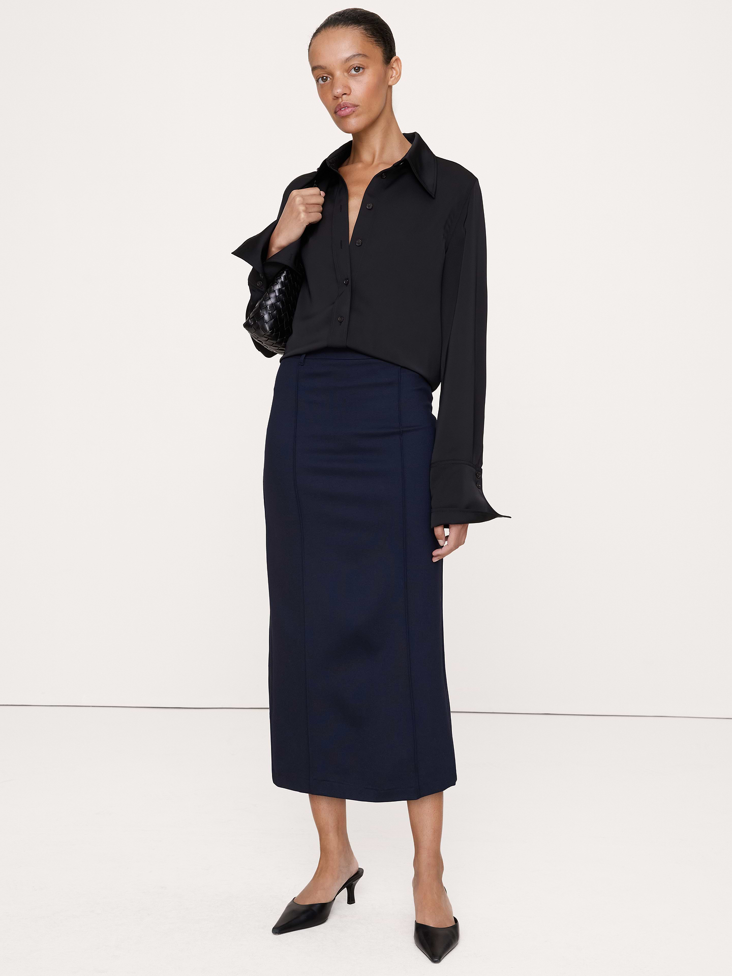 Image number 1 showing, Ponte Pintuck Pencil Skirt