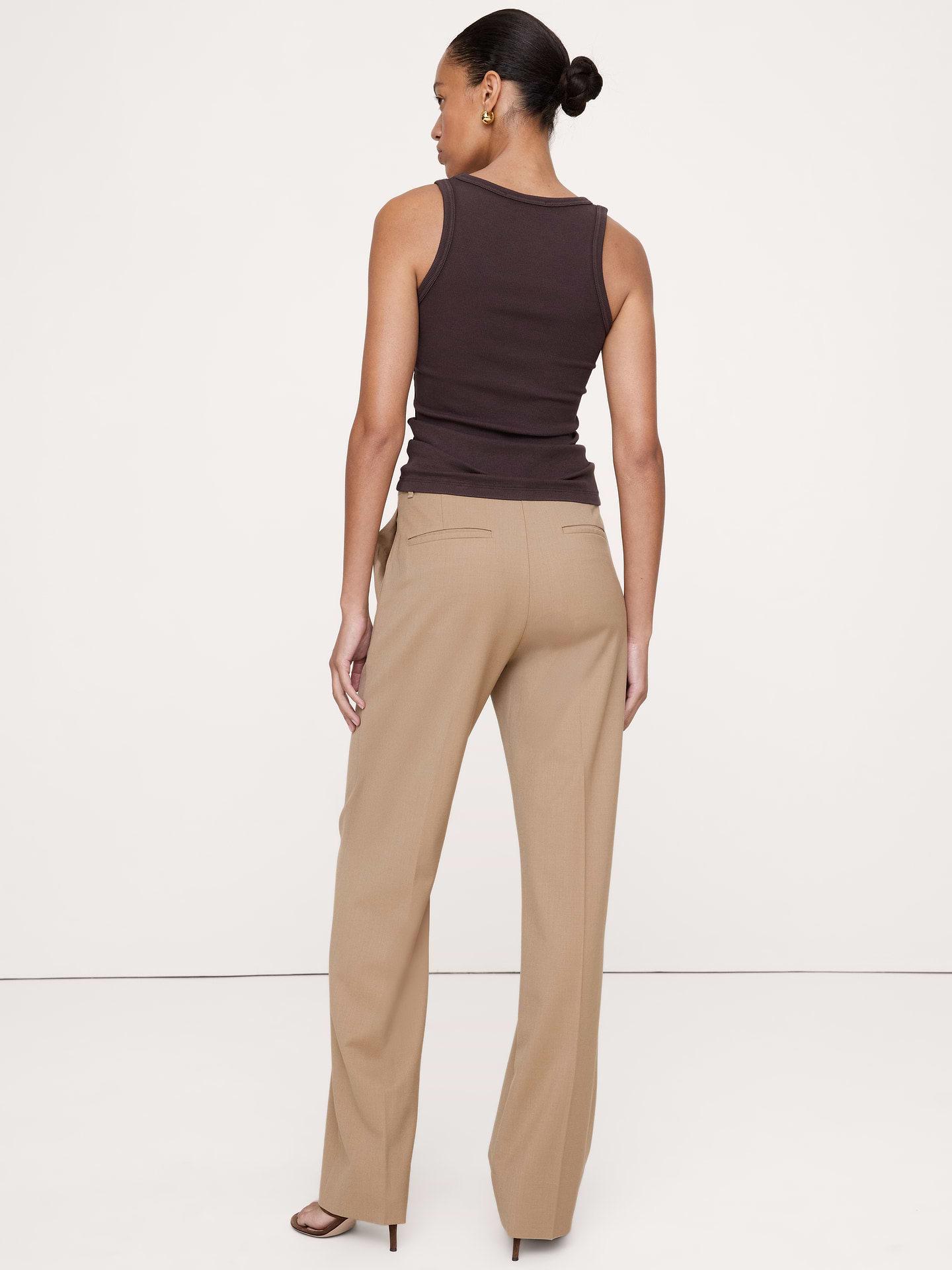 Image number 3 showing, Ultra High-Rise Modern Straight Italian Lightweight Wool Pant