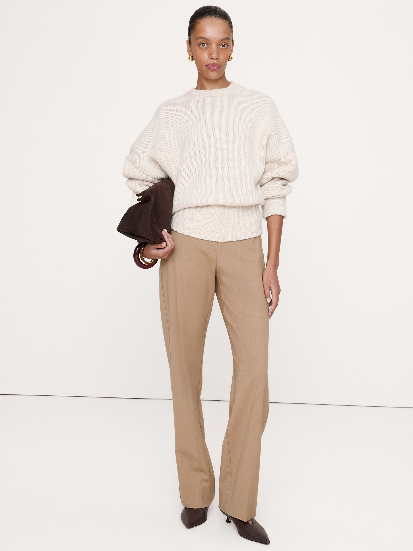 Image number 7 showing, Ultra High-Rise Modern Straight Italian Lightweight Wool Pant
