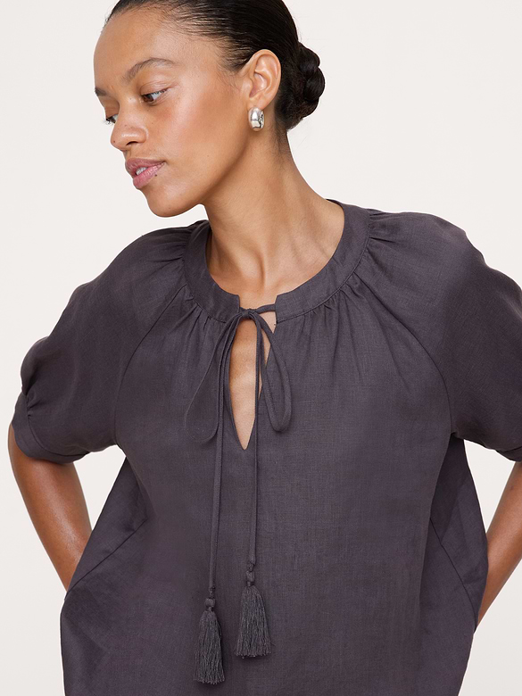 Linen Tassel-Tie Top