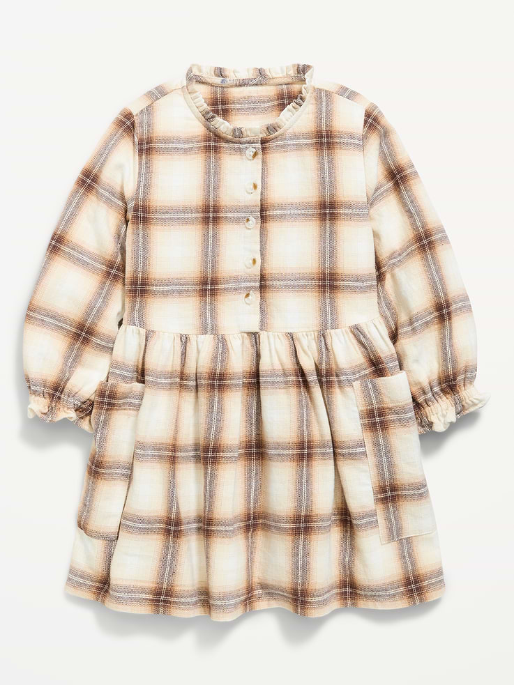 Image 2 of 2, Long-Sleeve Flannel Shirt Dress for Toddler Girls