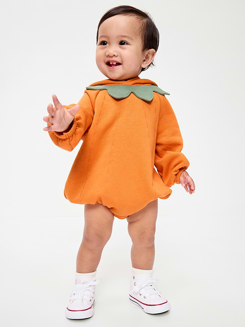 Hooded Hooded Pumpkin Critter Fleece One-Piece Romper for Baby on clearance at Old Navy — 20% off