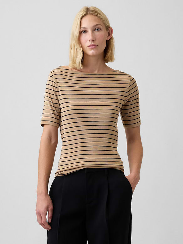 Modern Ribbed Boatneck Top