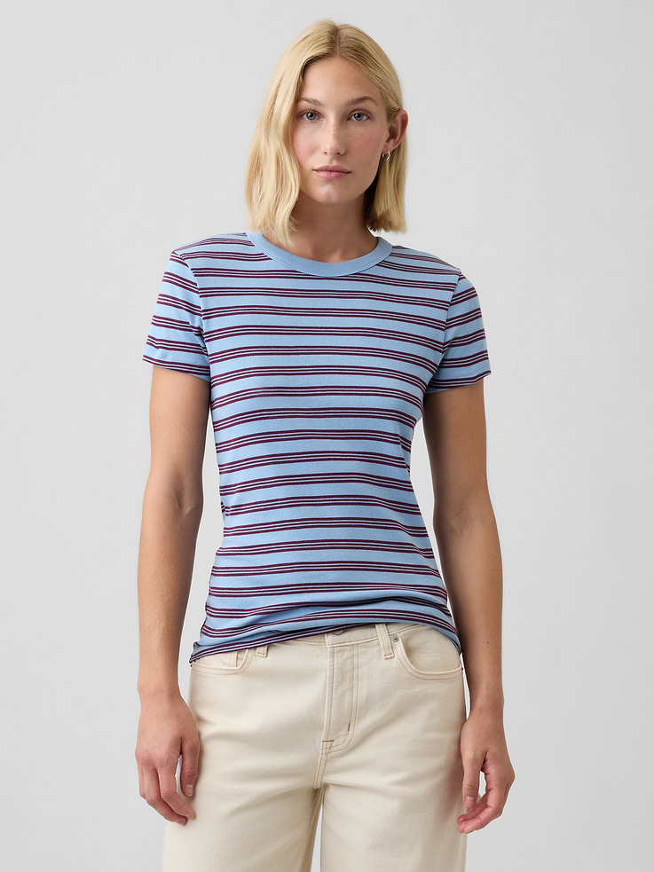 Image 1 of 5, Soft ribbed knit., Short sleeves., Crewneck., Select styles have allover print or stripes., Product #1178017