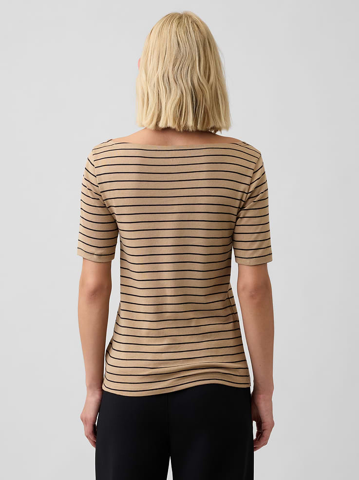 Image 2 of 5, Modern Ribbed Boatneck Top